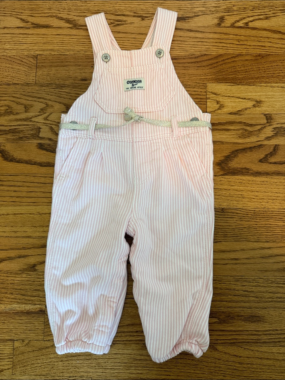 OshKosh B'gosh Light Pink Striped Overalls